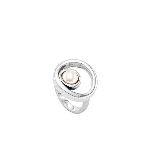 UNOde50 metal ring coated with sterling silver and pearl crystal on sale