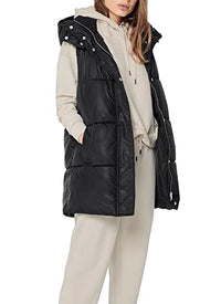 Thumbnail for ONLY Women's Long Puffer Vest | Padded Quilted Transition Jacket without Sleeves | with Hood & Zip ONLDEMY, Colors: Black, on Sale