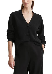 Thumbnail for Marc OߴPolo Damen Cardigan aus Bio-Baumwolle mit V-Ausschnitt, Schwarz (Black), im Sale