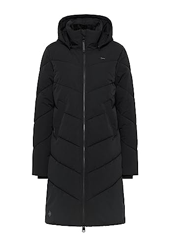 Ragwear REBELKA women's coat, parka, quilted coat, long jacket, stand-up collar, waterproof, black, on sale