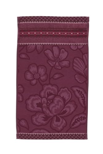 Pip Studio Jasmin Jaquard Gästehandtuch Dark pink 30x50cm (1 Stück) im Sale
