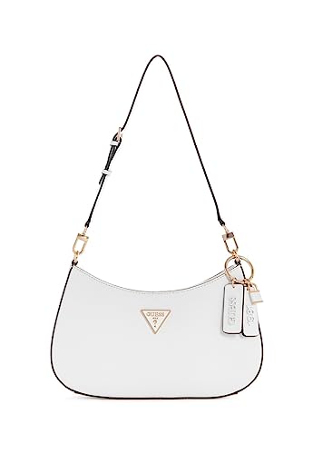 GUESS Women Noelle TOP Zip Shoulder Bag, Weiß im Sale