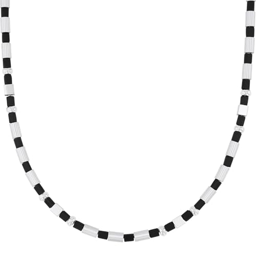 s.Oliver Halskette Edelstahl Holz Herren Halsschmuck, 45 cm, Silber, Kommt in Schmuck Geschenk Box, 9066360 im Sale