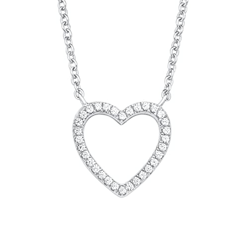 s.Oliver Kette mit Anhänger 925 Sterling Silber Damen Halsschmuck, mit Zirkonia synth., 40+5 cm, Silber, Herz, Kommt in Schmuck Geschenk Box, 2017258 im Sale