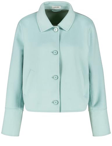 Gerry Weber Damen Kurze Blazerjacke mit Wollanteil geknöpfte Armschlitze, Langarm unifarben, Melange Mint 48 im Sale