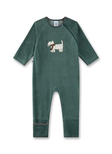 Sanetta Jungen-Overall grün aus Nicki | Praktischer und bequemer Strampler aus Nicki für Jungen. Baby Overall 074 im Sale
