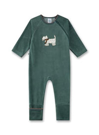 Thumbnail for Sanetta Jungen-Overall grün aus Nicki | Praktischer und bequemer Strampler aus Nicki für Jungen. Baby Overall 074 im Sale