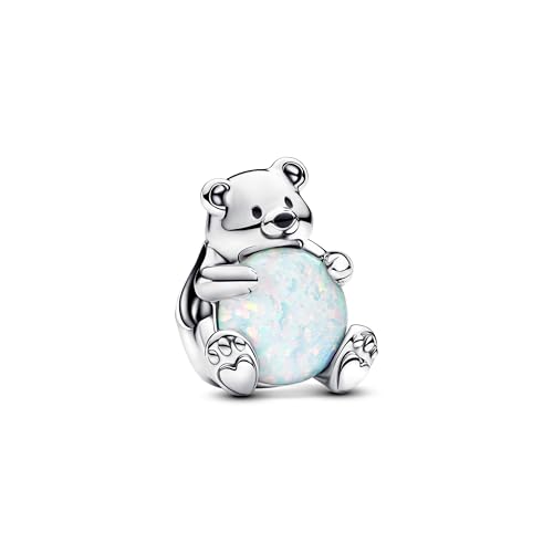 PANDORA Moments Eisbär Charm aus Sterling Silber mit synthetischer Opal, Kompatibel Moments Armbänder, 793589C01 im Sale
