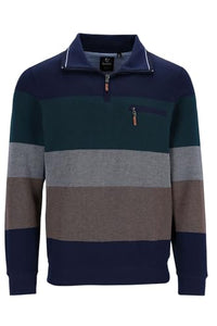 Thumbnail for hajo Sweatshirt Long Sleeve Sweat Cuffs 27610 609 Navy Striped, Men's Sale
