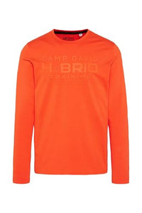 Thumbnail for Camp David Herren Langarmshirt mit Rubber Print Signal Orange 4 im Sale