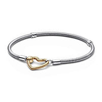 Thumbnail for PANDORA Moments Herzverschluss Schlangen-Gliederarmband aus Sterling-Silber und 14 Karat vergoldeter Metalllegierung - kompatibel Moments Armbänder - im Sale