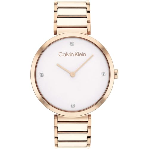 Calvin Klein Analog Quartz Watch for Women with Rose Gold-Tone Stainless Steel Bracelet - 25200135 on Sale