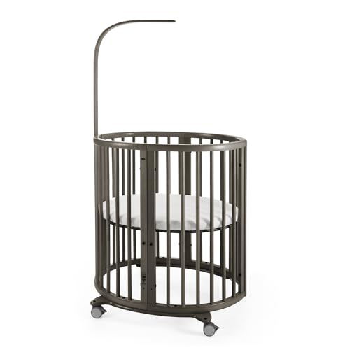 Stokke Sleepi Mini, Hazy Grey - 4-in-1 Ovales Babybett für 0-6 Monate - Höhenverstellbar, stylish & kompakt - Zusätzlich erhältlicher Umbausatz zur erweiterten Verwendung für Kinder bis zu 10 Jahren im Sale
