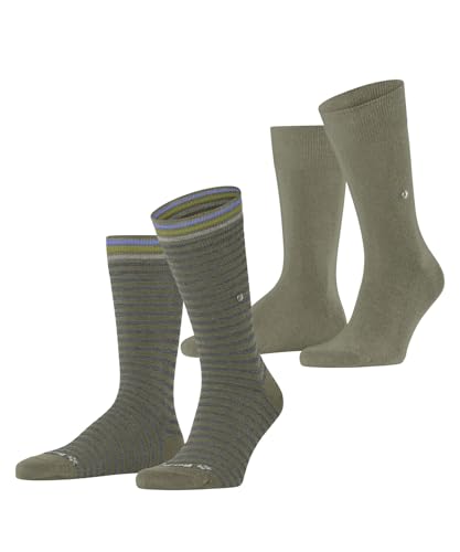 Burlington Herren Socken Everyday Stripe Mixed Multipack So Baumwolle gemustert 2 Paar, Grün Leaf 7064, 40-46 im Sale
