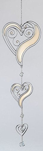 Thumbnail for formano Moderne Deko für Fenster Herz-Hänger Fensterdeko Dekohänger Glasbild zum aufhängen Tiffany Weiß/Silber 58cm Groß im Sale