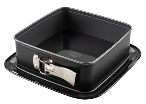 Dr. Oetker Quadratische Springform mit Emaille-Servierboden – Perfekt für Kuchen und Torten, 24 x 24 x 8,5 cm, Antihaft, Hitzebeständig, Schwarz/Silber im Sale