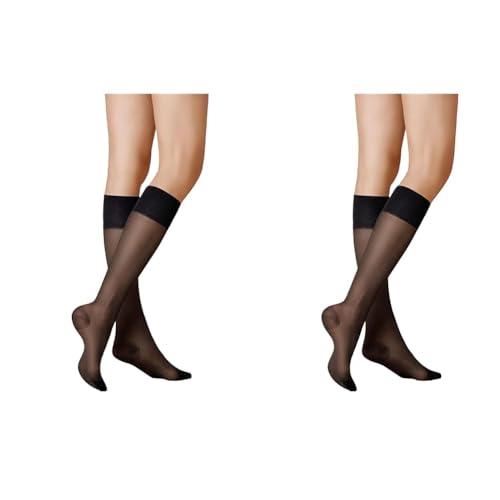 KUNERT Damen Kniestrümpfe Super Control leichte Stützwirkung Klasse I DEN Black 0500 35/38 (Packung mit 2) im Sale