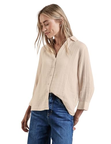 STREET ONE Damen A344955 Musselin-Bluse, Smooth Sand beige, 46 im Sale