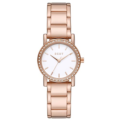 DKNY Damenuhren Soho, Dreizeigeruhrwerk, 24mm Rose Gold Edelstahlgehäuse mit Edelstahlarmband, NY2308 im Sale