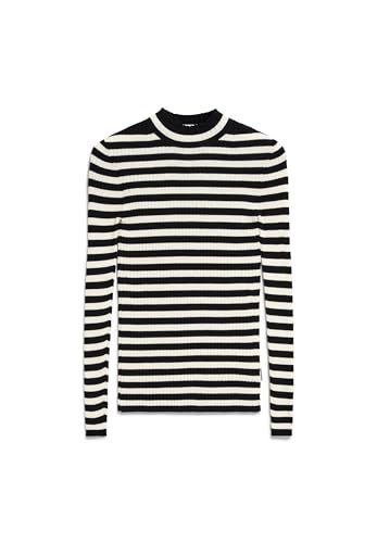 ARMEDANGELS Damen Pullover Slim Fit aus Bio-Baumwolle ALAANIA Striped Fitted Black-Oatmilk im Sale