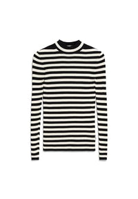 Thumbnail for ARMEDANGELS Damen Pullover Slim Fit aus Bio-Baumwolle ALAANIA Striped Fitted Black-Oatmilk im Sale