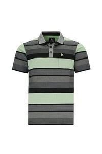 Thumbnail for hajo Polo Shirt Short Sleeve Shirt Stay Fresh 27542 609 Navy/brown striped, Men's Sale