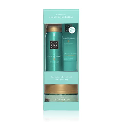 RITUALS Gift Set by The Ritual of Karma, Sample Set - With Summery Sacred Lotus &amp; White Tea - Moisturizing, Cooling, Blue, 3.0 pcs, 0.77 pounds on Sale