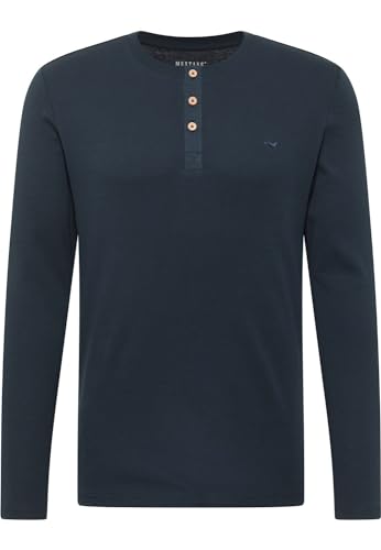 MUSTANG Herren Langarmshirt ARMINTO - Slim Fit - 6XL Blau Schwarz Baumwolle, im Sale