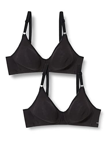 Only the 2-pack cotton bra, wire-free, double-layered soft cup bra, soft, comfortable, invisible, seamless under clothing, women's sale