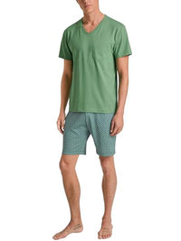 Thumbnail for CALIDA Relax Imprint Kurz-Pyjama Herren, aus 100% Baumwolle, Hose mit stoffbezogenem Gummibund im Sale