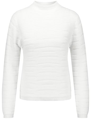 Taifun Damen Pullover mit Wellen-Struktur Langarm unifarben Offwhite 38 im Sale
