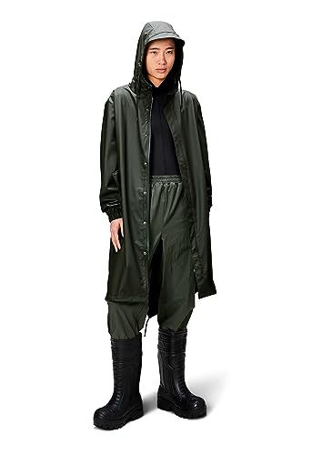 RAINS Fishtail Parka Mantel für Damen und Herren - wasserdichte Jacke mit elastischen Bündchen, Grün , XX-Large im Sale