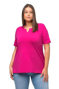 Thumbnail for Ulla Popken Damen Übergrößen T-Shirt, kurzärmlig, A-Linie und Tunesischer Kragen, Rot 58+ 807259535-58+, rot, 60-62 im Sale