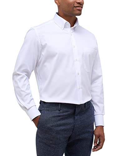 ETERNA Comfort Fit Cover Hemd Langarm Button Down Kragen Blickdicht weiß im Sale