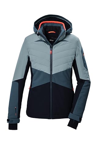 killtec Damen Skijacke/Funktionsjacke mit abzippbarer Kapuze und Schneefang KSW 34 WMN SKI JCKT, hell stahlmint, 38, 41967-000 im Sale