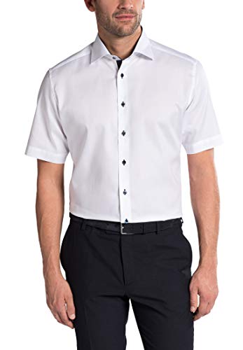 eterna Kurzarm Hemd MODERN FIT Pinpoint unifarben, Weiß, W41, Länge Kurzarm im Sale