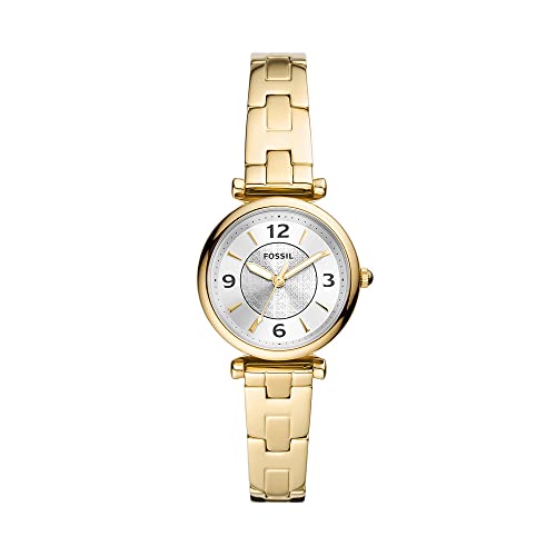 Fossil Damenuhr Carlie, Quarzwerk, 28mm Gold Edelstahlgehäuse mit Edelstahlarmband, ES5203 im Sale