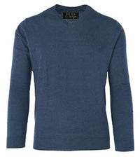 Thumbnail for Marvelis Men's Merino Sweater Casual Fit V-Neck Plain Dark Blue, on Sale