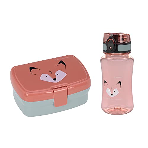 LÄSSIG Brotdose & Trinkflasche Set - Lunch Set mit Lunchbox und Trinkflasche (460 ml)/Tiny Drivers Fire Engine im Sale