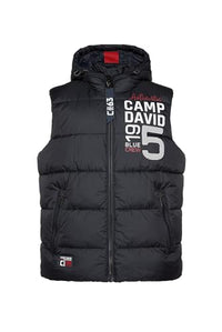 Thumbnail for Camp David Herren Steppweste mit Kapuze und Rücken-Print Blue Navy im Sale