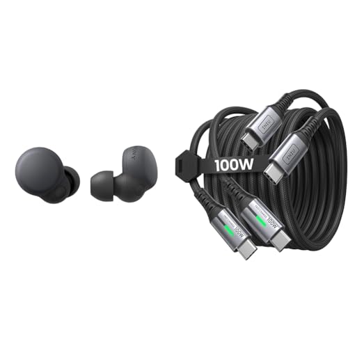 Sony LinkBuds Truly Wireless Noise Cancelling Headphones & INIU USB C auf USB C Kabel, 100W [2m+2m] Typ C Schnellladekabel PD 5A QC 4.0 Nylon Ladekabel im Sale