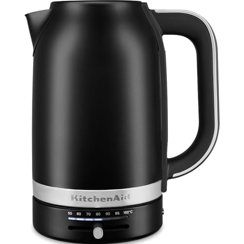 KitchenAid Wasserkocher mit Temperatureinstellung von 50 bis 100°C - Teekocher mit Temperaturanzeige und Kalkfilter 1,7L - Electrisch 2400 Watt (Matt Schwarz) im Sale