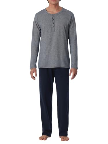 Schiesser Herren Schlafanzug lang Pyjamaset, Blau 800, 98 im Sale