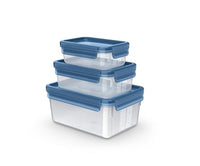 Thumbnail for Emsa Clip & Close Eco food storage container set, 3-piece, 0.55/1.0/2.2 L, eco-design, leak-proof, hygienic, microwave/freezer/dishwasher safe, BPA-free, blue, N1171800 on sale