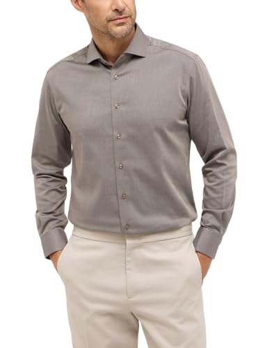 ETERNA Modern Fit Hemd Langarm Haifischkragen Muster braun im Sale