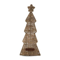 Thumbnail for Riviera Maison Christmas Tealight Holder Brown, Small Candle Holder, Christmas Tree, Handmade - Rustic Rattan Cosy Christmas Tree Votive - Rattan - (LxWxH) 14x12x35 on Sale