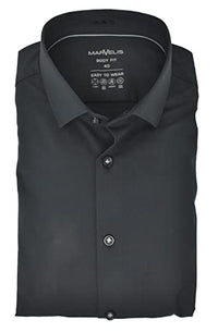Thumbnail for Marvelis Men's Easy to Wear Shirt Body Fit Kent Collar Long Sleeve Stretch Plain Anthracite, Collar Size: 42 on Sale