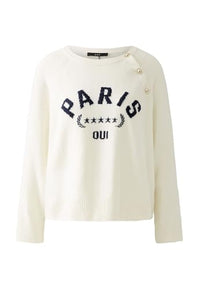 Thumbnail for Oui Damen Pullover lässig geschnitten Platziertes Motiv Freizeit Rundhals Blende Baumwollmischung im Sale