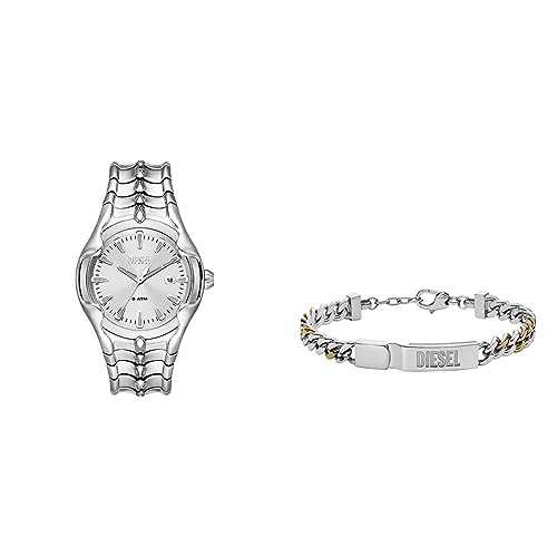 Diesel Herrenuhr und ID-Kettenarmband - DREI-Zeiger-Datumswerk, Edelstahl im Sale