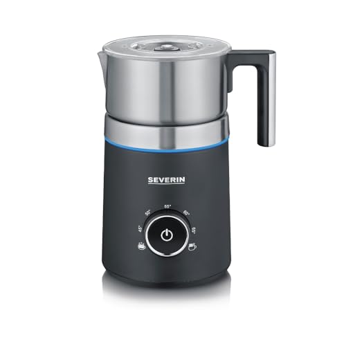 SEVERIN SPUMA 700 Induktions-Milchaufschäumer, elektrischer Milchaufschäumer ohne Anbrennen, spülmaschinengeeigneter Milchschäumer, Edelstahl-gebürstet/schwarz-matt, SM 3586 im Sale